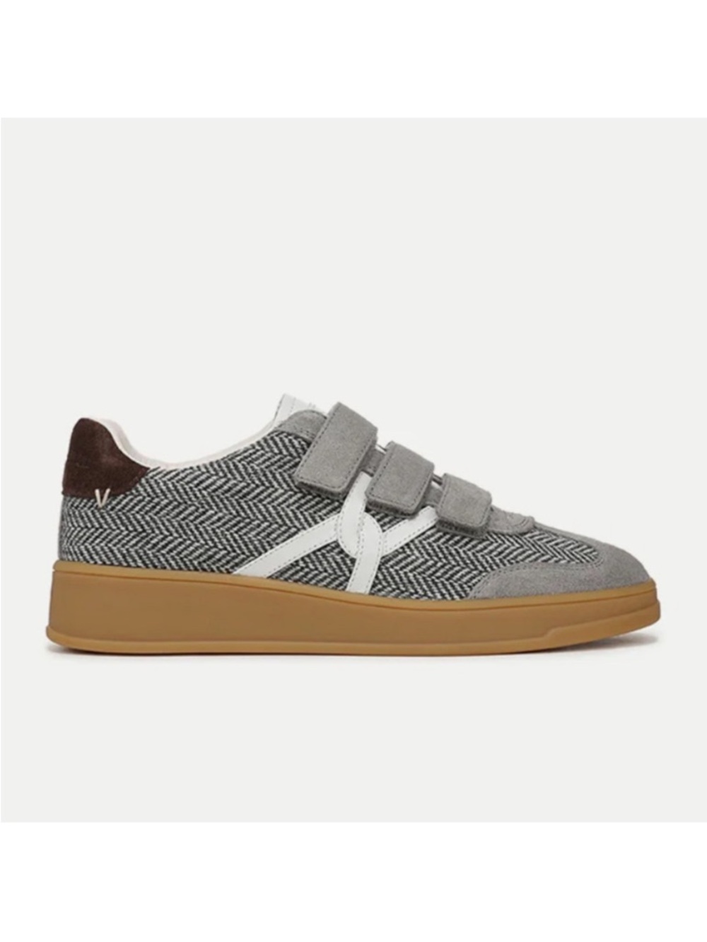 NEW Veronica Beard Reagan Velcro Sneaker in Grey Herringbone Size 9
